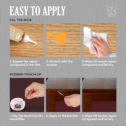 Katzco Set of 34 Wood Markers Furniture Repair Kit - Wood Scratch Repair Markers and Wax Sticks with Sharpener - for Stains, Scratches, Floors, Tables, Desks, Carpenters, Bedposts, Cover-Ups