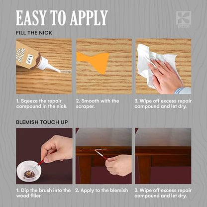 Katzco Set of 34 Wood Markers Furniture Repair Kit - Wood Scratch Repair Markers and Wax Sticks with Sharpener - for Stains, Scratches, Floors, Tables, Desks, Carpenters, Bedposts, Cover-Ups