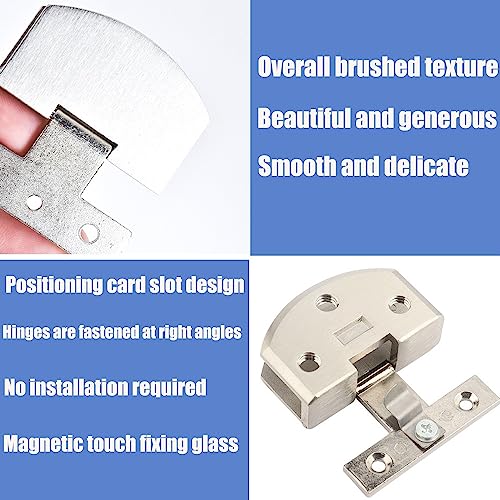 Silver Glass Door Hinge Display Cabinet Hinge 90-Degree Glass clamp Suitable for 5-8mm - color: argent (10 pairs (= 20 pieces))