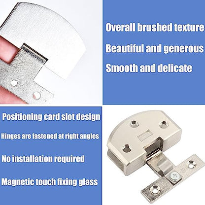 Silver Glass Door Hinge Display Cabinet Hinge 90-Degree Glass clamp Suitable for 5-8mm - color: argent (10 pairs (= 20 pieces))