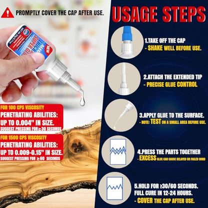 40g(1.4oz) 100/1500 CPS (Thin/Thick) CA Glue, Cyanoacrylate Super Glue for Wood, Glass, Metal, Paper, Leather, Plastic, Ceramic, Rubber, Jewelry, Woodworking, Hobby Models, and Craft Project - size: Clear/100CPS+1500CPS