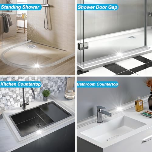 67Inch Shower Threshold Water Dam, Self-Adhesive Silicone Shower Barrier Water Stopper Shower Door Bottom Seal Strip Shower Splash Guard for Bathroom Kitchen Bathtub - color: Transparent, style: 67 inch