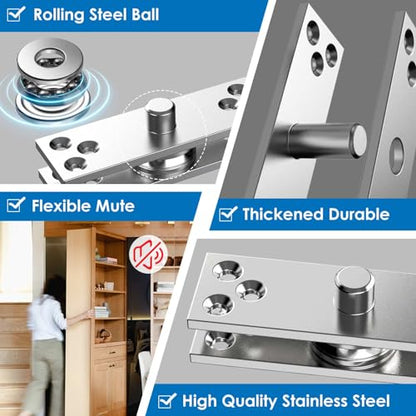 Heavy Duty Hidden Pivot Hinges 300LB Stainless Steel for Murphy Door Bookshelf Secret Room Invisible Door Hardware Kit (Center Mount,1 Set) - color: Center Mount 300 lbs 1 set