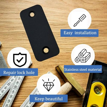 Door Edge Latch Hole Cover Plate for Deadbolt, Stainless Steel Door Edge Hole Filler Plate to Hide Unused Latch Holes, 1" x 2-1/4" (57 x 25 mm) (Black, 1" x 2-1/4") - color: Black