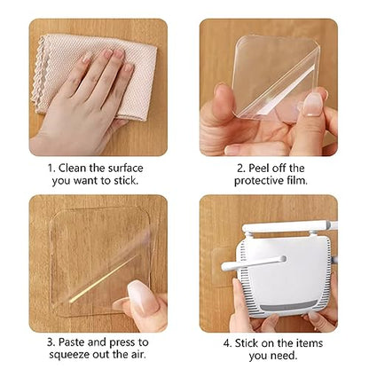 Medsuo 10pcs 2.4" Clear Double Sided Adhesive Pads for Mounting Waterproof Double Sided Sticker Super Strong Heavy Duty Washable Sticky Patch Walls Hanging Nano Gel for DIY Craft Home Office