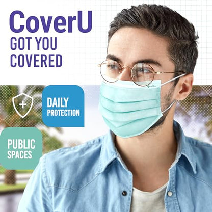 Medtecs Face Mask Disposable – Available in 50 & 2,000 pcs – ASTM Level 1, 3-Ply Breathable, Soft Fit – Adult Size – Ideal for Commuting & Daily Wear - color: 07. Green, size: Adult - 50PC