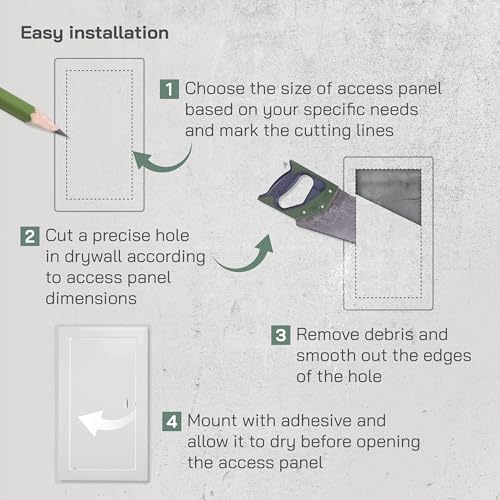 Vent Systems Access Panel for Drywall 6 x 12 Inch - Wall Hole Cover Plate - Metal Access Door with Handle - Plumbing Access Panel for Drywall - Service Shaft Crawl Space Door - Wall Access Panel - size: 6'' x 12''