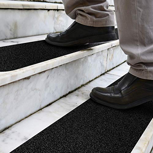 3 Pack Large 6 Inch x 24 Inch Non Slip Stair Treads Black High Traction Adhesive Pre-Cut Safety Tape/Tread Prevents Slips and Falls Outdoor