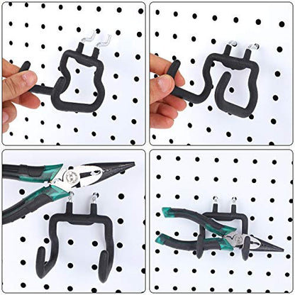 Hotop 4 Pieces Pegboard Hooks Pegboard Drill Holder Peg Board Hooks for Hanging Black Flat Utility Hook Peg Board Organization Accessory for Workbench, Garage Craft Storage(2.75 x 2.56 x 3.54 Inch) - size: 2.75 x 2.56 x 3.54 Inch