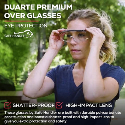 SAFE HANDLER Duarte Premium Safety Glasses Over Eyeglasses; ANSI Z87.1 Impact Resistant Polycarbonate Lenses with Anti-Fog & Scratch, UV400 Protection Safety Goggles (1 Pair) - style: 1 Pair