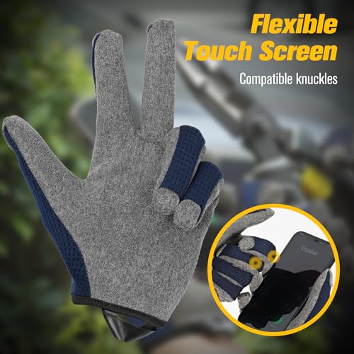 Nimble Control Work Gloves - 100% Tactile Feel,Patented Wrap-Finger Fit,Knuckle Touchscreen,Impact Protection - Mechanic,Shooting,Driving,Patrol,Garden. - color: Blue, size: Small