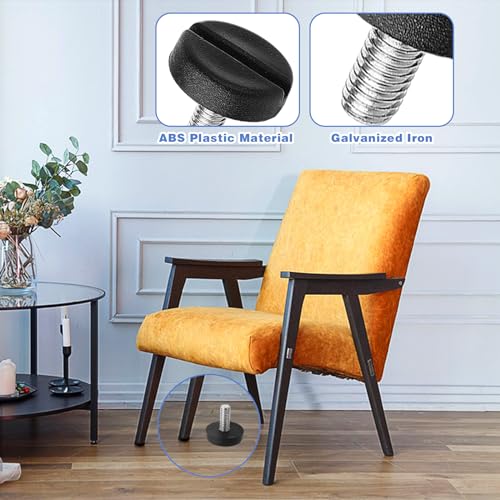 12 Pack Furniture Leveling Feet Adjustable Furniture Feet Table Legs Heavy Duty Leveling Feet Screw on Furniture Levelers for Table Cabinets Chairs Bar Stool Desk Dresser Wood Legs (M6) - size: M6
