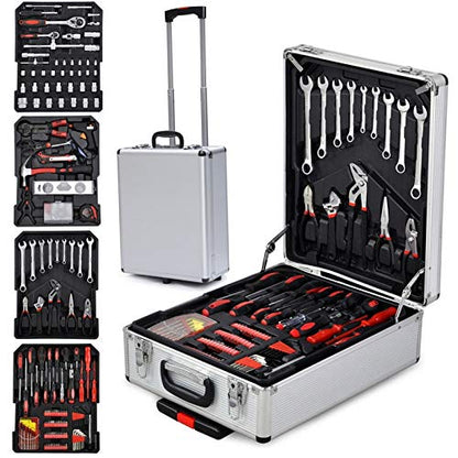 799pcs Tool Set,House Repairing Hand Tool,Portable Complete Basic Repair General Hand Tool Sets for Men Women,Home Basic Repair Tool Kit,with Aluminum Trolley Case,for DIY Home Maintenance (Silver) - color: 799pcs-silver