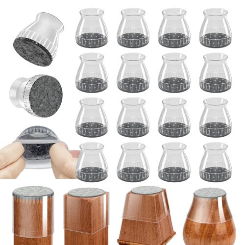 24 Pcs Silicone Chair Leg Floor Protectors & Furniture Sliders for Hardwood Floors - Felt Pads for Chair Legs Anti-Scratch Noise Reduction Furniture Pads Chair Feet Protectors Fit 0.91" to 1.28" - color: Clear（24pcs）, size: Universal M