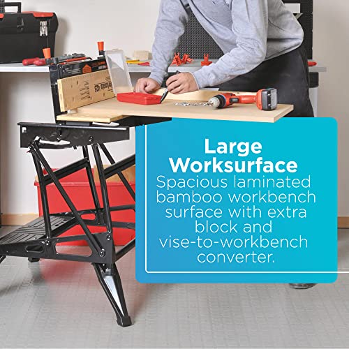 BLACK+DECKER Portable Workbench, Workmate Folding Workbench, 550 lb. Capacity with Clamps for Woodworking (WM425-A) - style: 550 lb capacity