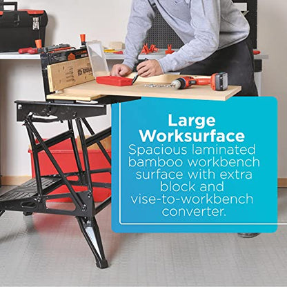BLACK+DECKER Portable Workbench, Workmate Folding Workbench, 550 lb. Capacity with Clamps for Woodworking (WM425-A) - style: 550 lb capacity