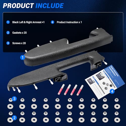 Front Left Driver & Right Passenger Side Armrest Repair Kit Fit for Chevy Silverado & GMC Sierra 1500 2010-2013, Silverado & GMC Sierra 2500HD 3500HD 2010-2014, Black - color: Black, size: Front Driver & Passenger Side