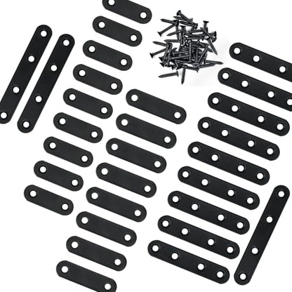 108PCS 4Sizes Flat Metal Brace Brackets Mending Plates for Wood Stainless Steel Bracket Plate with Holes (46mm/56mm/76mm/96mm) YY001-B - color: Black, size: Flat style