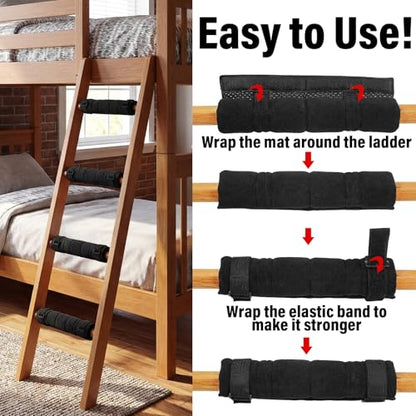 4 Pcs Dorm Bed Ladder Foot Support College Dorm Bed Step Pad with 8 Adjustable Hook & Loop Straps Beds Step Foot Covers Bunk Ladder Pads for College Bunk Loft Steps