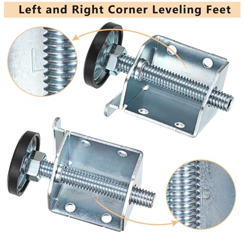 OwnMy Adjustable Corner Leveling Feet Heavy Duty Furniture Levelers Legs for Uneven Floors, 4 Left and 4 Right Workbench Cabinet Leveling Feet Table Leg Brackets for Shelves, Wardrobes, Beds