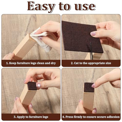 6Pcs Square Felt Furniture Pads 4" x 4" Self Adhesive Square Furniture Felt Pad Cuttable Anti Scratch Furnitures Pads Floor Protectors Furnitures Sliders for Hardwoods Cabinet Laminated Floors