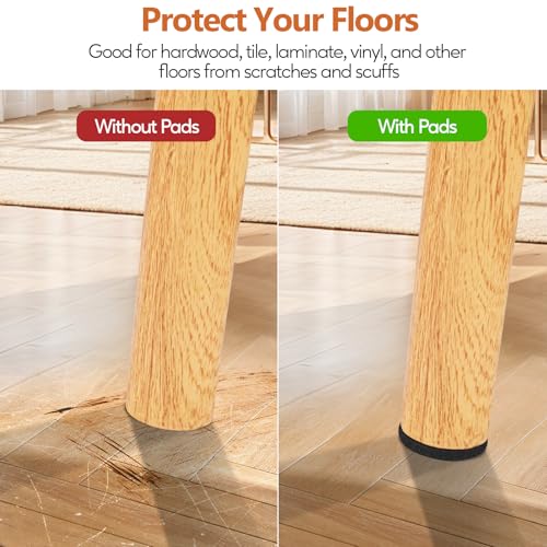 Furniture Pads 300 Pieces Felt Furniture Pads Premium Huge Pack, BAIPOK Self Adhesive Anti Scratch Floor Protectors for Desk Chair Legs and 60 Rubber Bumpers for Hardwood Tile Floor - size: Black