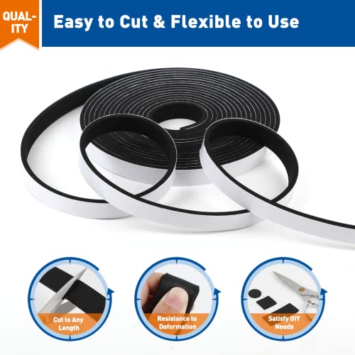 MAGZO Weather Stripping Door Seal, 1/2 Inch Wide X 1/8 Inch Thick Adhesive Foam Tape Soundproof Weatherstripping for Windows, 3 Rolls Total 50FT Black - size: 1/2in * 1/8in * 50FT