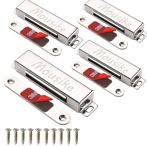 Mousike Magnetic Door Catch，70lb Stainless Steel Cabinet Door Magnets with Strong Magnetic for Kitchen Cupboard Wardrobe Closet Cabinet Door Drawer Latch - color: Silver, size: 70lb-4pack