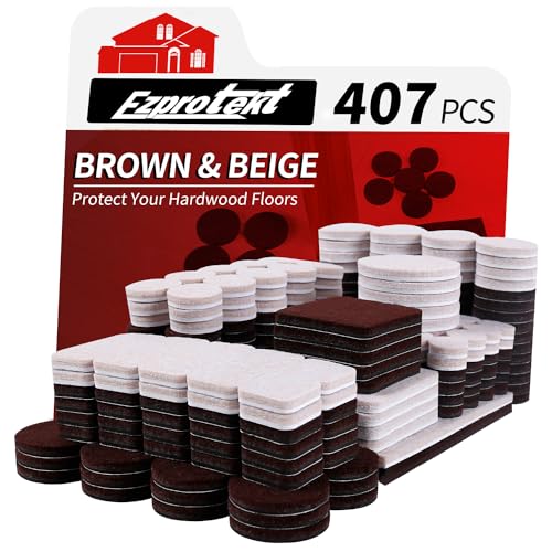 Ezprotekt Felt Furniture Pads, 407 Pcs Furniture Pads for Hardwoods Floors, Felt Pads for Chair Legs, Felt Pads for Furniture, Furniture Feet Floor Protectors for Chair Desk Table (Brown & Beige) - size: 407pcs Brown & Beige