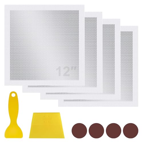 12 x 12 Inch Drywall Repair Kit, 4PCS Heavy Duty Self-Adhesive Mesh Patch Kit for Large Holes - Includes Scraper & Sandpapers, Ideal for Drywall, Sheetrock, Wall and Ceiling Repairs - size: 4PCS - 12"