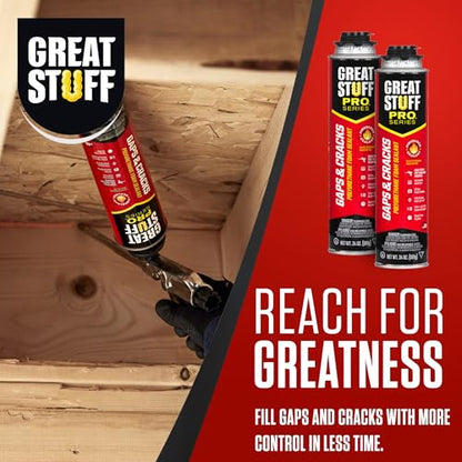 Great Stuff Pro Gaps & Cracks 24 oz Complete Kit – 12-Pack Foam Sealant with AWF PRO 2 ft Professional Spray Foam Gun & 2 Cans of Great Stuff Pro Cleaner - style: 2 ft Pro Gun