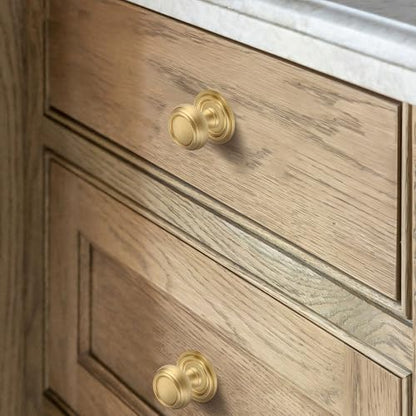 5 Pack Brushed Gold Solid Brass Kitchen Cabinet Knobs, Drawer Pulls, 1.18 Inch 30mm Diameter, Modern Furniture Handles for Cupboard Wardrobe(Antique) - style: Gold