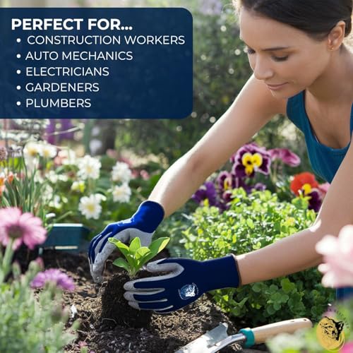 No-Slip Grip Boost Lightweight Work Gloves (PRECISION FIT) Heavy Duty Dipped Men & Women's Slip Resistant Working Protection