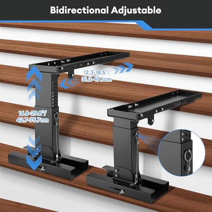 Ladder Extender Pro, Heavy-Duty Ladder Stabilizer High Strength, Non-Slip Adjustable Extendable Ladder Leveler for Stairs (12.3-18.5" H, 16.8-29.8" L) 500 lb Capacity, Fits Telescopic/Straight Ladders