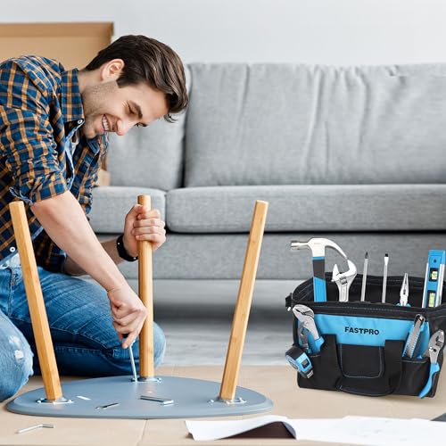 FASTPRO 220-Piece Home Tool Set, Household Repairing Tool Kit with 12-Inch Wide Mouth Open Storage Tool Bag, Blue - color: Blue