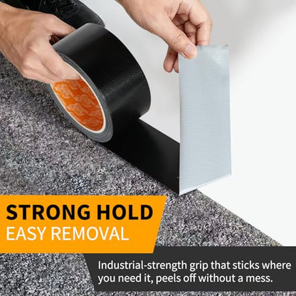 YONGJIN Black Duct Tape Waterproof - 2 Pack Tear by Hand, No Residue, Multi-Purpose Duct Tape Bulk for Indoor Outdoor Repairs, DIY, Packaging, and Crafts, 2 Inch x 40 Yards Total - color: Black