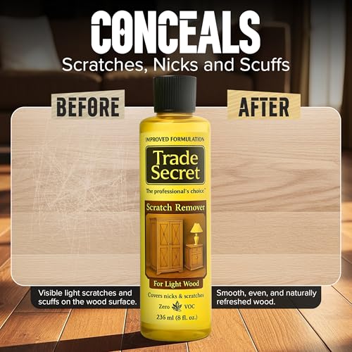 Trade Secret Light Wood Scratch Concealer, Scratch Remover for Real Wood Furniture & Floors – Covers Nicks, Scuffs & Dogs, Cats Scratches, Marks, Minor Defects - color: Light