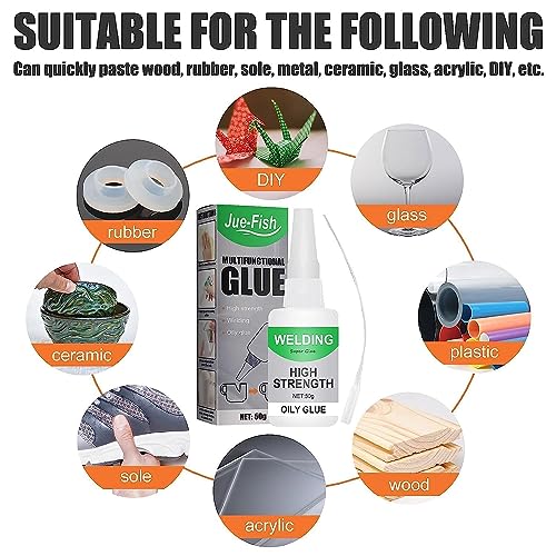 Jue Fish Glue, Welding High-Strength Oily Glue Universal Super Glues Gel, Instant Bonding, Strong Adhesion, Jue Fish Multifunctional Welding Glues for Metal,Plastic,Wood,Ceramics,Leather,Glass (2 PCS) - color: 2 PCS