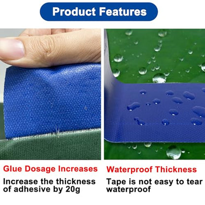 Tarpaulin Repair Tape, 3.15IN*16.4FT Blue Waterproof Tarp Repair Tape Patch, Heavy Duty RV Covers Tent Repair Tape for Truck Camper Travel Trailer Boat Covers - color: Blue