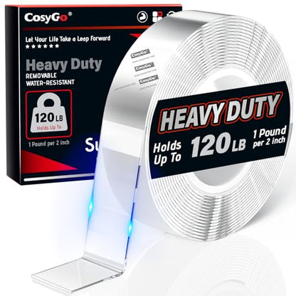 Strong Heavy Duty Double Sided Tape, 1" x 16.7FT Extra Large Clear & Tough Removable Nano Adhesive Filament Tape for Wall Hanging Strip Poster Deco Rug (1/16" Thick) - size: 1" X 16.7 Ft (1/16" Thick)