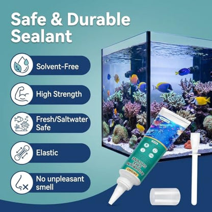JAOJAO Black Aquarium Silicone, Aquarium Safe Silicone Sealing Waterproofing Strong Adhesion Fish-Safe Fast Curing Good Flexibility Underwater Bonding for Fish Tank Pools, 120ml - color: Black