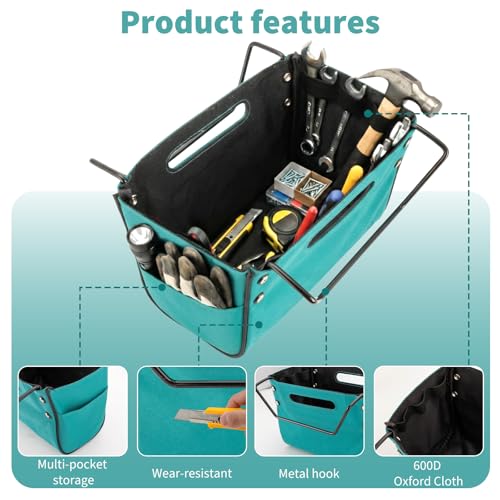 Tool Pouch for Ladder - Oxford Fabric Ladder Tool Bag, Universal for A-Frame Extension Ladder, Ladder Tool Holder Compatible with Little Giant Ladders, Electrician & Contractor Work Belt Accessories