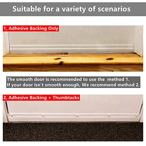 Door Draft Stopper Sweep, 3 Inches Widening Door Bottom Seal Strip Under Door Noise Blocker for Interior Doors Insulation and Soundproofing, 3" W x 39" L White (2019 New Upgrade)