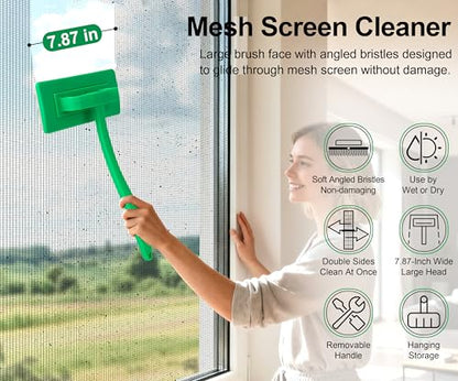 MyLifeUNIT Mesh Screen Cleaner, Detachable Window Screen Cleaning Brush Washing Tool, Windows Screen Cleaner with Wet and Dry Dual-Use