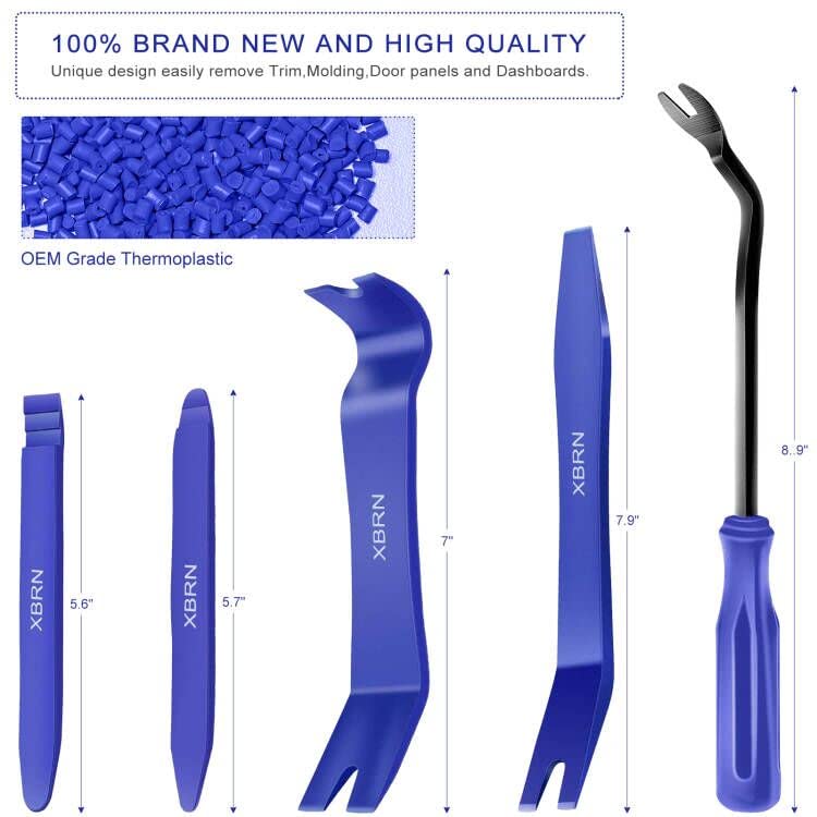 Auto Trim Removal Tool Kit,13 Pcs Car Panel Door Window Tools Kit,Auto Clip Fastener Remover Pry Tool Set Blue