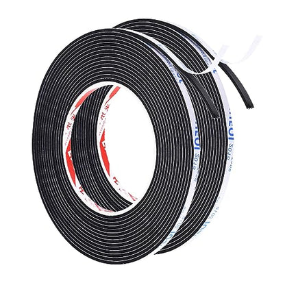 PATIKIL 5m/16.4ft Sealing Foam Tape, 2 Rolls 5mm Wide 2mm Thick Single Sided Weather Stripping Door Seal Strip for Window Door Insulation, Black - size: 5mx5mmx2mm