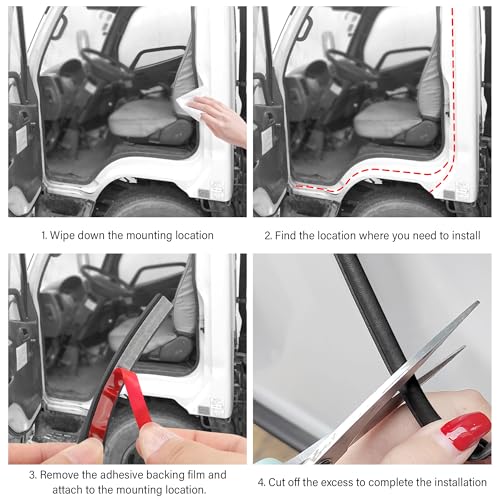 19.68Ft D-Shape Car Rubber Seal Strip,Automotive Weather Stripping for Sealing Door Hood Trunk Window,Self-Adhesive Soundproof Car Door Seal Strip for Most Vehicles (19.68Ft)