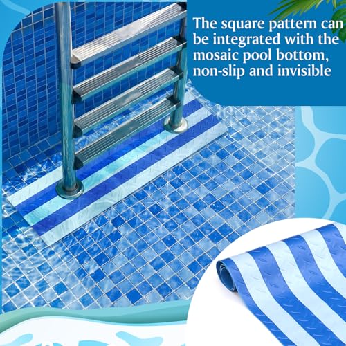 Drydiet Pool Step Mat Above Ground Ladder Mat, Swimming Protective Nonslip Step Pad with Texture, Pool Essentials Accessories for Floor Liners and Stairs, Blue and White Stripes(36 x 9 Inch) - size: 36 X 9 Inch