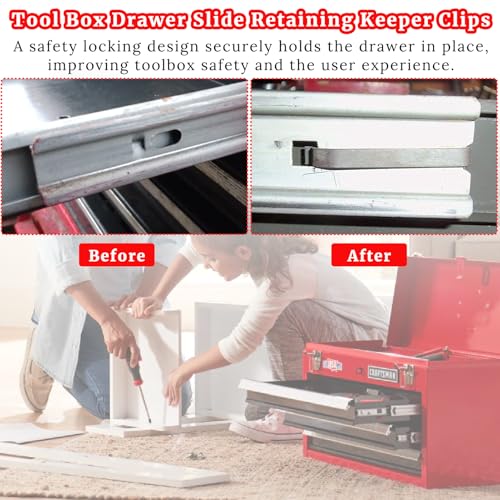 12Pcs Tool Box Drawer Slide Retaining Keeper Clips Fit for Napa Mac Matco Proto Sears Craftsman Tool Boxs Chest Clip Early 2'' Single Loop Pull Out Stop Style Tool Box Drawer Slides Replacement Parts - style: single-ended ring