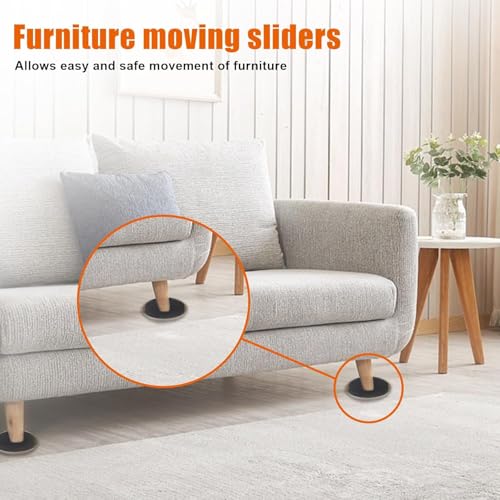 Generic 4PCS Furniture Sliders, 3 1/2" Reusable Sliders for Hardwood & Carpet, Heavy Duty, Beige